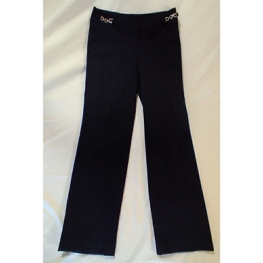 ELLEN TRACY HIGH RISE BLACK DRESS PANTS WITH CHAIN WOMENS SIZE 2